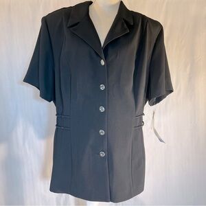 S.L. Fashions Black Jacket 4 Button Short Sleeves Rope Detailing Plus Size 22W👍